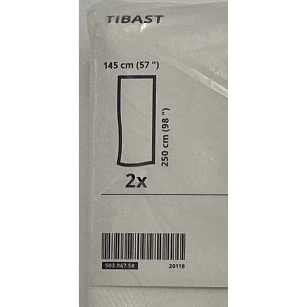 NEW IKEA TIBAST Curtains (pair) White 100% Cotton 57x98 Still In Sealed Package